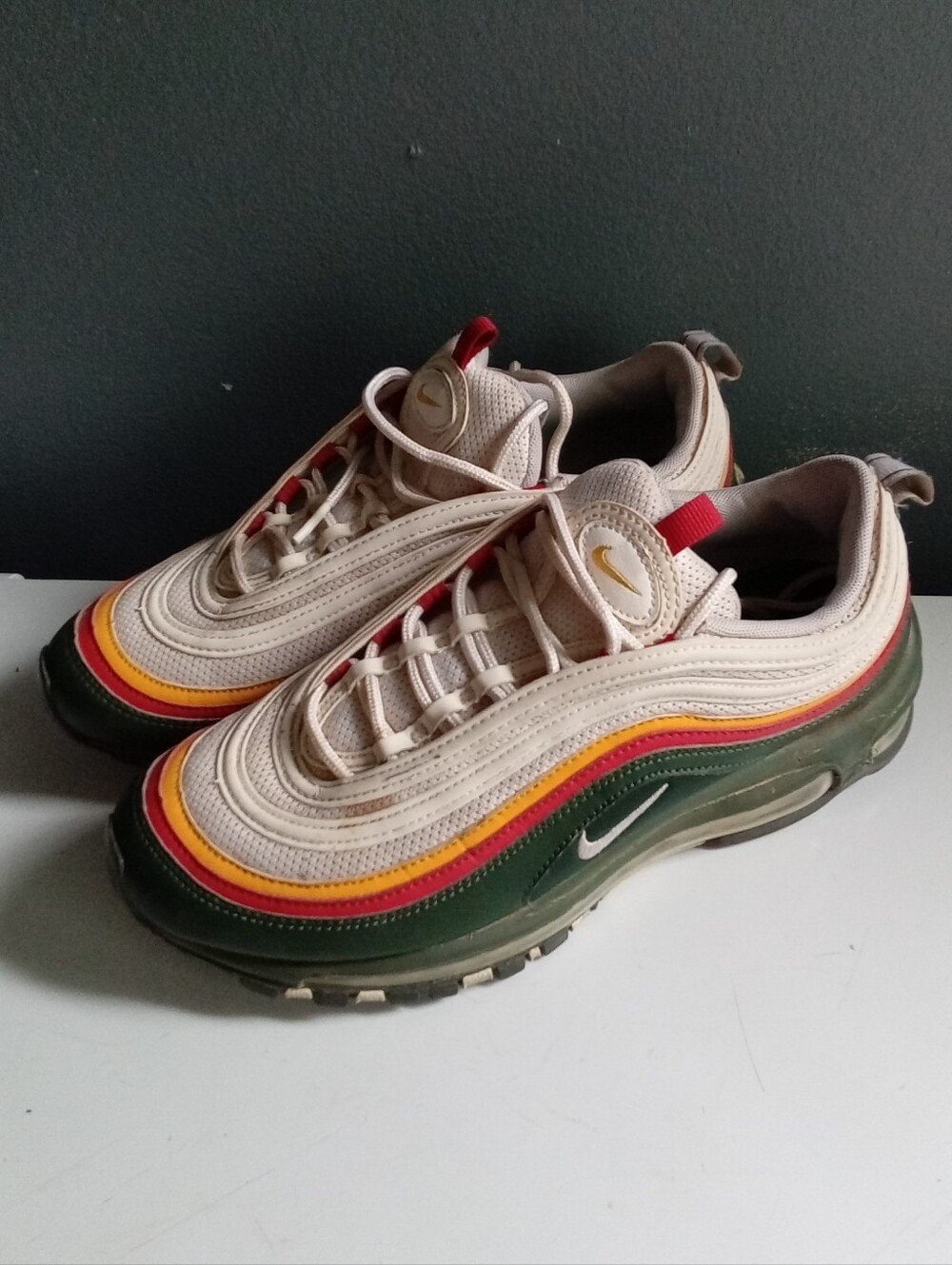 Nike Air Max 97 Multi Color Green Yellow Red White‎ Sneakers 921826-101 Mens - Picture 4 of 9